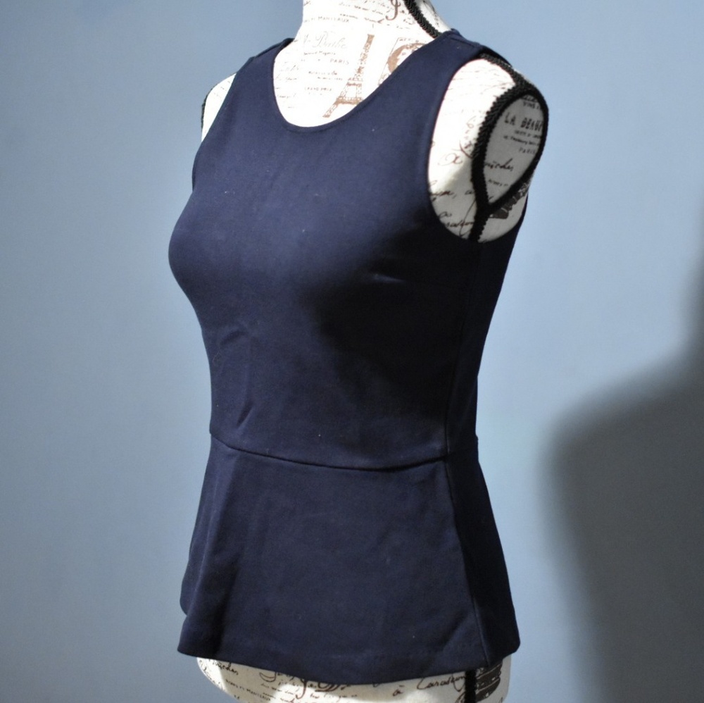 SOLD - J. Crew Factory Navy Ponte Peplum Tank Top